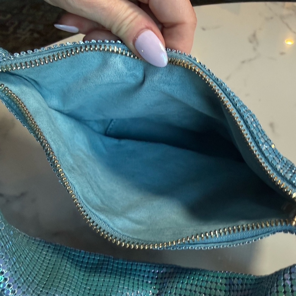 NWT CULT GAIA Gia/Sky Blue Sequin Knotted Shoulder Bag- HARD TO FIND - Picture 4 of 5